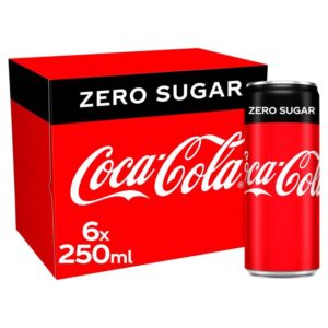Buy online Coca Cola Zero Sugar 6 x 250ml cans in UK